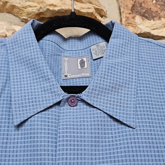 Pineapple Connection Men's Blue and White Short Sleeve Button Down Sz XL - Picture 4 of 12